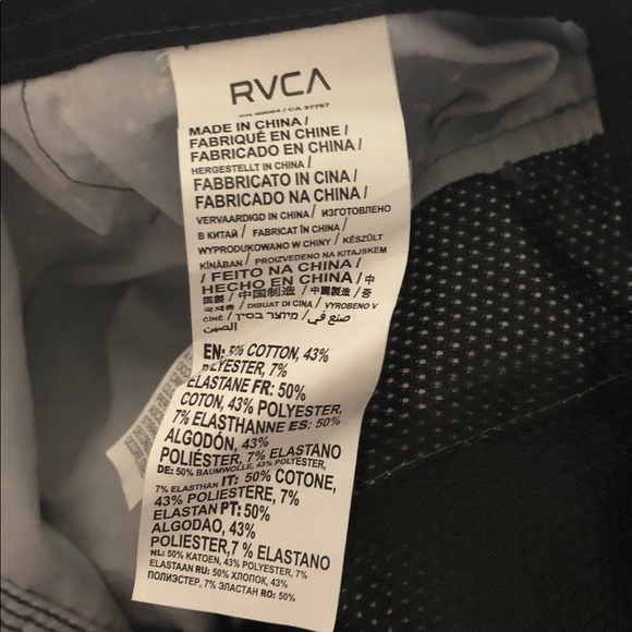 RVCA Freeport Trunk Men's Size 36 Cotton Black Gray Activewear Nature Stretch - Picture 13 of 16